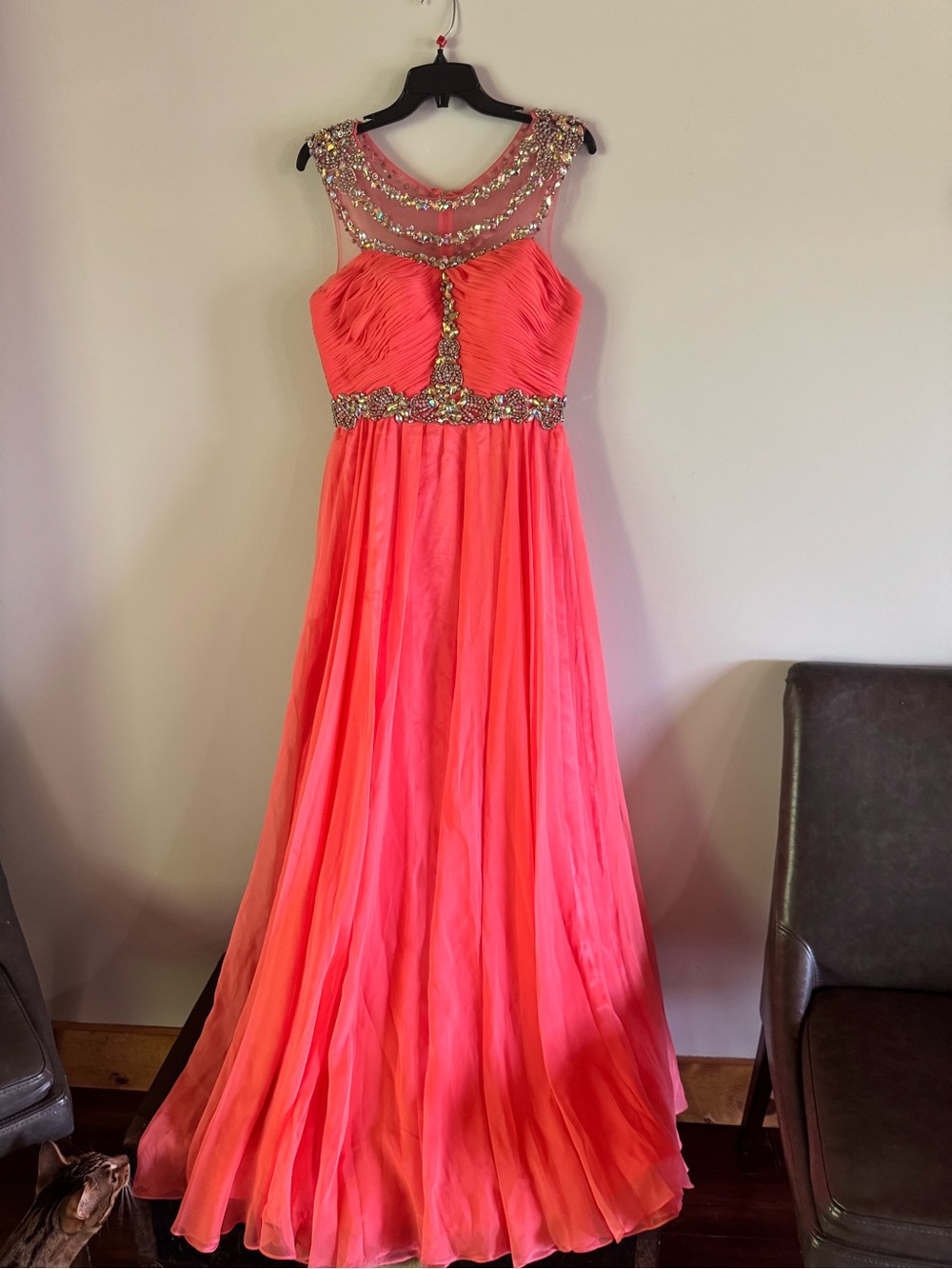 Cinderella Coral Pink Beaded Maxi Dress. Marla’s collection